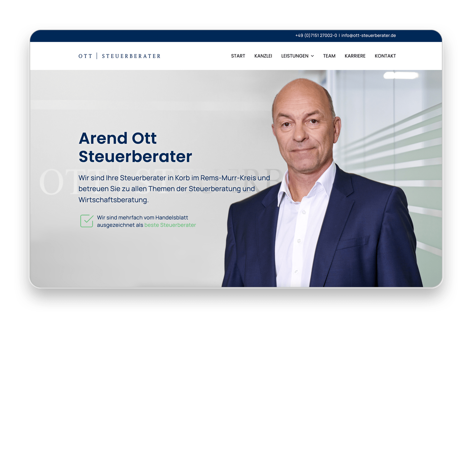 Website Entwicklung Projekt Ott Steuerberater
